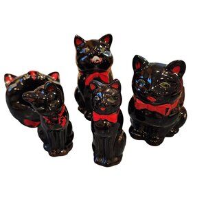 Vintage Shafford Redware Black Cat Bundle